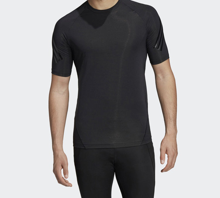 adidas Stripe Printing Training Short Sleeve Black DQ3563