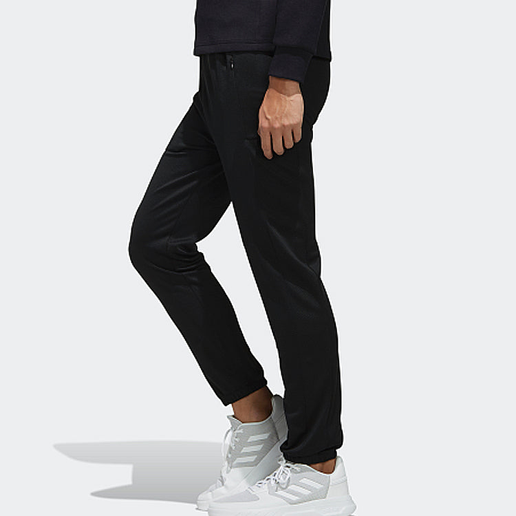adidas neo Lacing Elastic Waistband Solid Color Athleisure Casual Sports Pants Black EI4651
