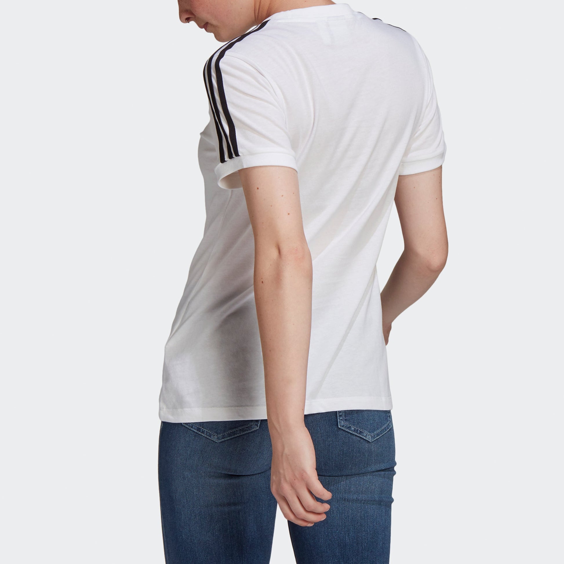 (WMNS) adidas originals 3 Stripes Tee Sports Training Stripe Round Neck Short Sleeve White T-Shirt GN2913