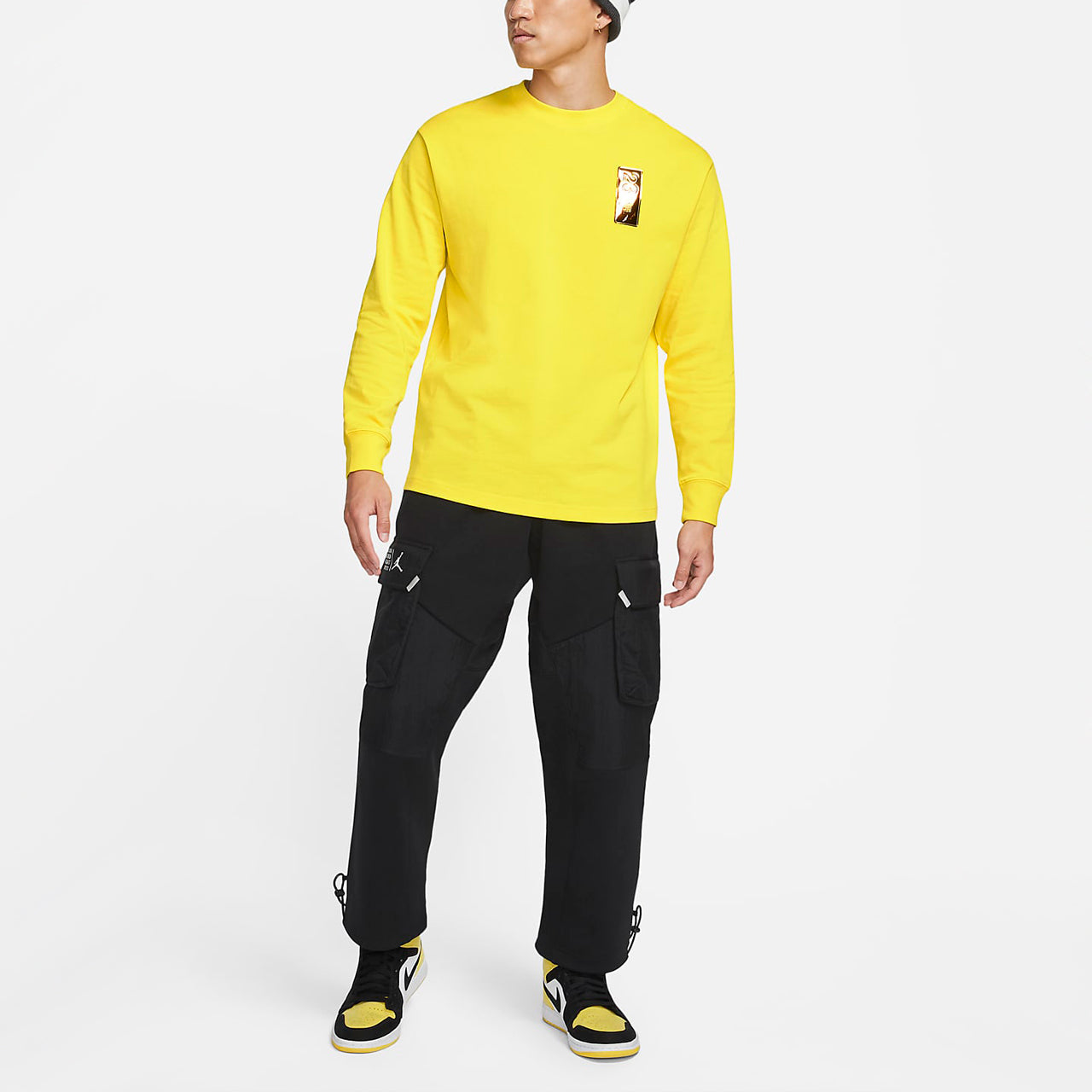 Air Jordan 23 Engineered Athleisure Casual Sports Embossing Label Round Neck Pullover Yellow CV3012-731