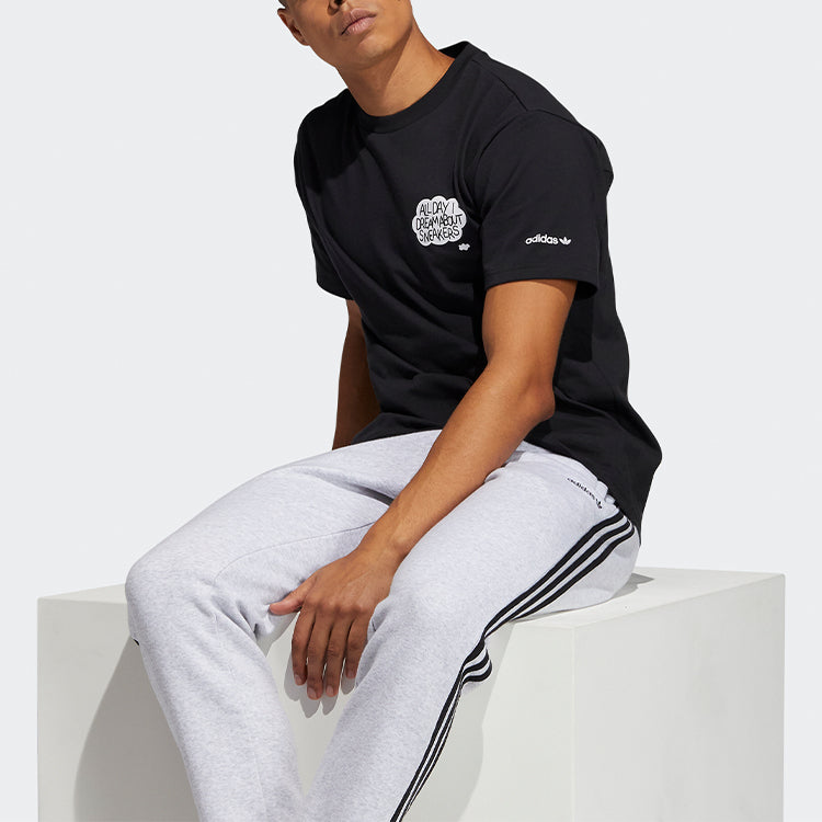 adidas originals Logo Alphabet Printing Round Neck Short Sleeve Black H16230