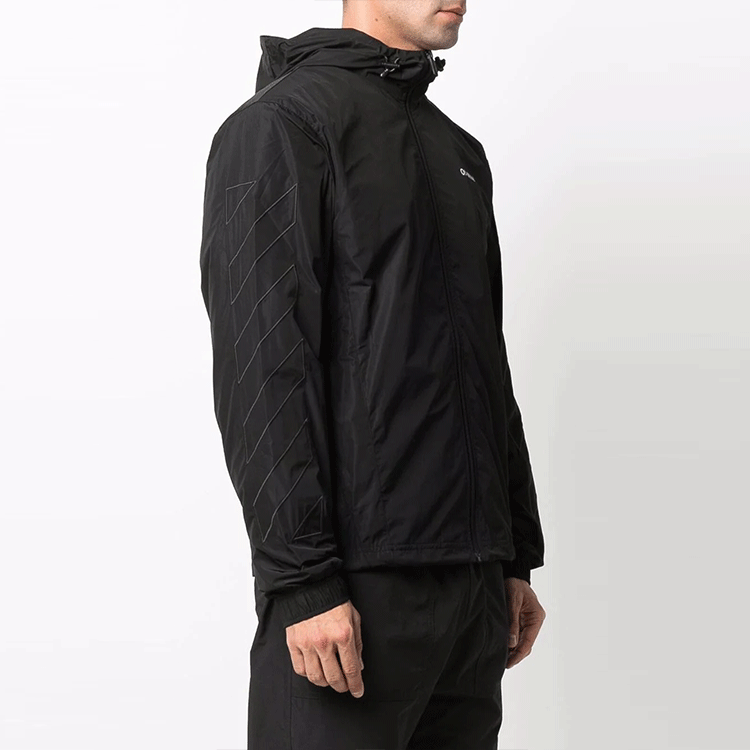 Off-White Sports Zipper Hooded Jacket Loose Fit Black OMBD039C99FAB0011010