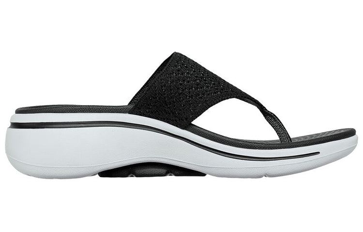 (WMNS) Skechers Go Walk Arch Fit Sandal 'Black White' 140221-BKW
