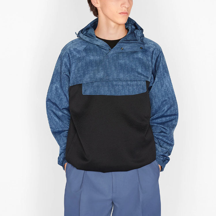 DIOR FW21 Printing Hooded Jacket Coat Blue 193J640A0631-C585