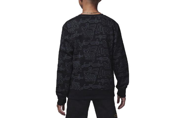 (GS) Air Jordan Take Flight Black and Gold Fleece Crew 'Black' 95C802-023