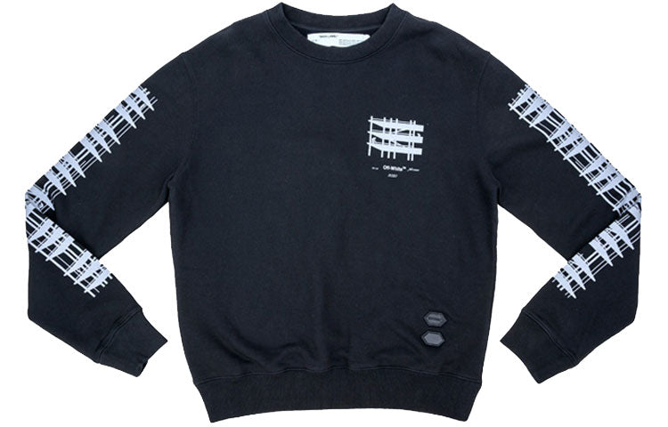 Men's Off-White Loose Casual Round Neck Pullover Printing Black OWBA25E19E30004IW