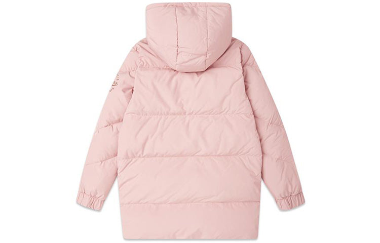 (WMNS) Skechers Mid-Length Warm Hooded Down Jacket 'Black Pink' L419W047
