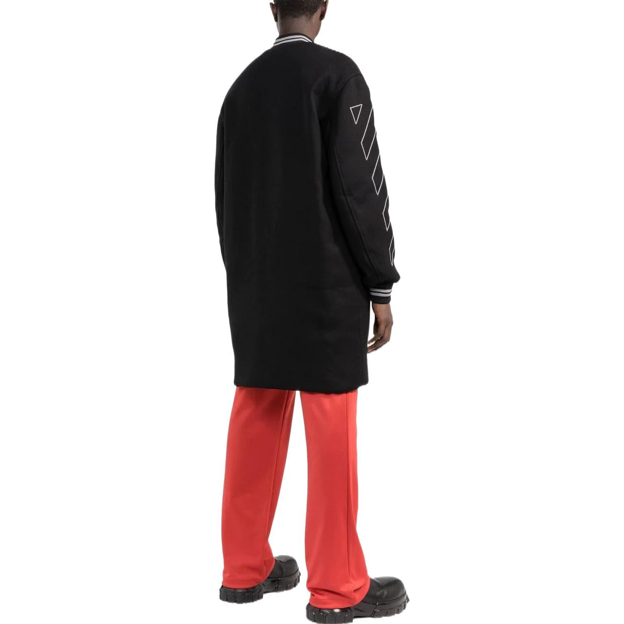 Men's Off-White FW22 Stripe Mid-Length Aviator Version Black Jacket OMEA306C99FAB0011008