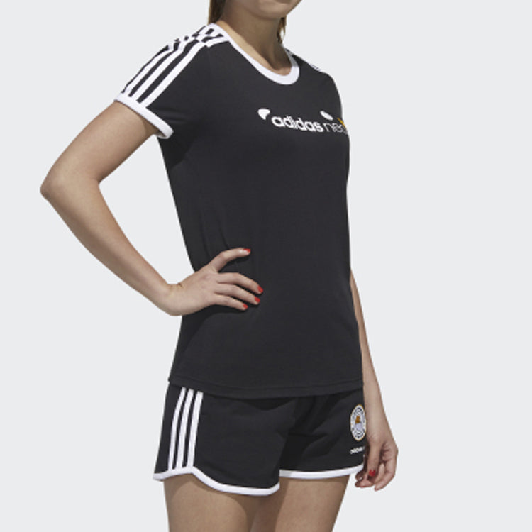 (WMNS) adidas neo Yellow Crossover Sports Short Sleeve Black GL7212