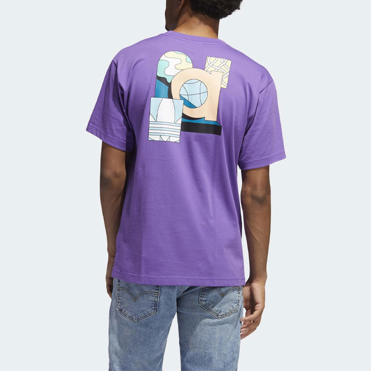 adidas originals Pattern Printing Round Neck Short Sleeve Purple GN3907