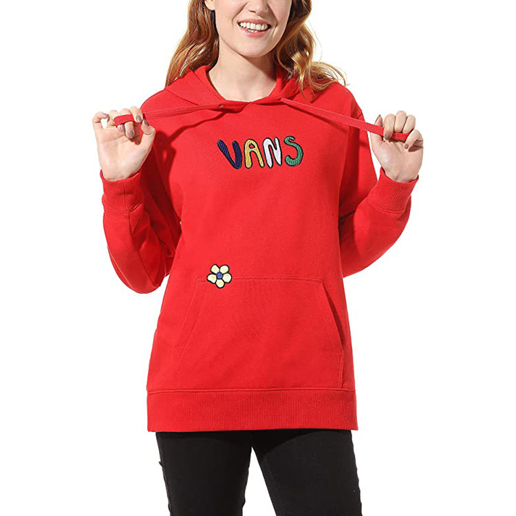 (WMNS) Vans Brighton Multi-Color Signature Embroidered Hoodie Red VN0A4OTFIZQ