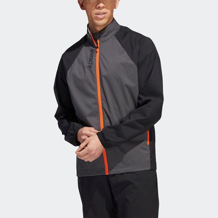 adidas Colorblock Golf Sports Water Repellent Long Sleeves Jacket Gray Black HF9187