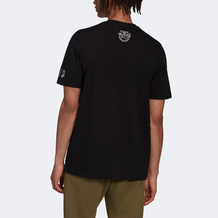 Men's adidas originals Cartoon Pattern Printing Logo Round Neck Short Sleeve Black T-Shirt HR7113