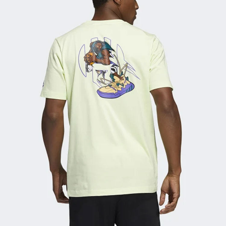adidas Basketball Printing Sports Round Neck Short Sleeve Orange Green HF1735