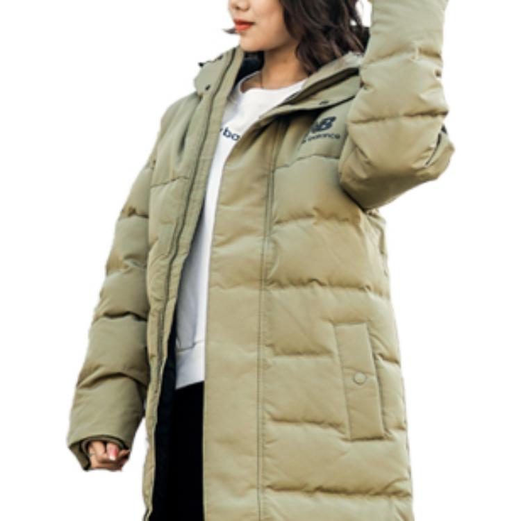 New Balance NB Logo Print Long Down Jacket Asia Sizing 'Green' AMJ93550-CGN