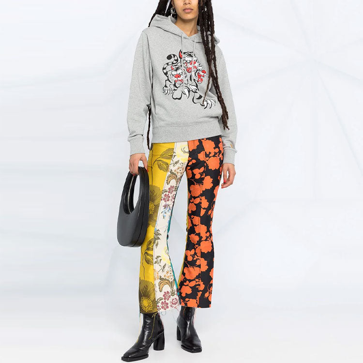 (WMNS) KENZO SS21 Tiger Cartoon Pattern Hoodie Pearl Gray FB52SW8744ML-94