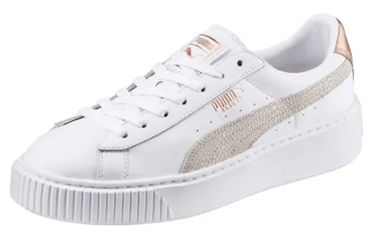 (WMNS) PUMA Basket Platform Euphoria RG 'White Gray Gold' 366814-02