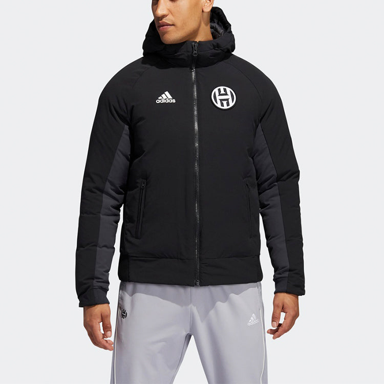 adidas Hrd Down Jkt Basketball Training Windproof hooded Jacket Black GI6665