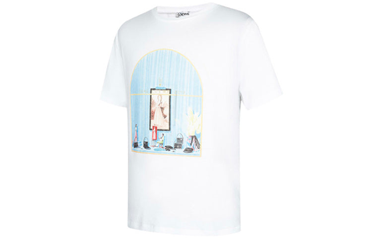Men's LOEWE AW19 Painting Short Sleeve White H6299720SI