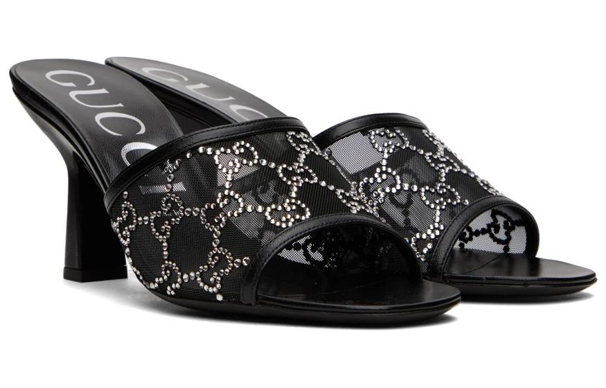 (WMNS) Gucci GG Mid-Heel Slide Sandal 'Black' 747245-F13B0-1000