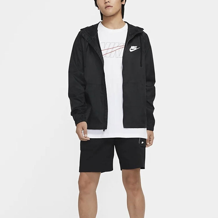 Nike Back Large Logo Zipper hooded track Jacket Black CZ8677-010
