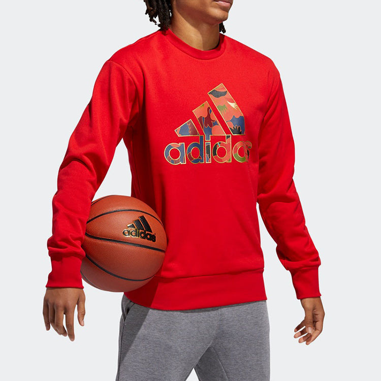adidas Large logo Printing Basketball Sports Pullover Red GH5007