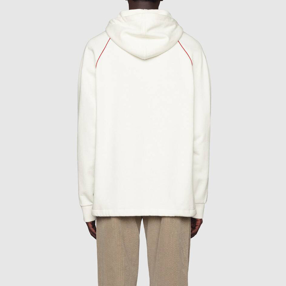 Gucci Hooded Sweatshirt With Web & Gucci Label 'Ivory' 645320-XJDAK-9146