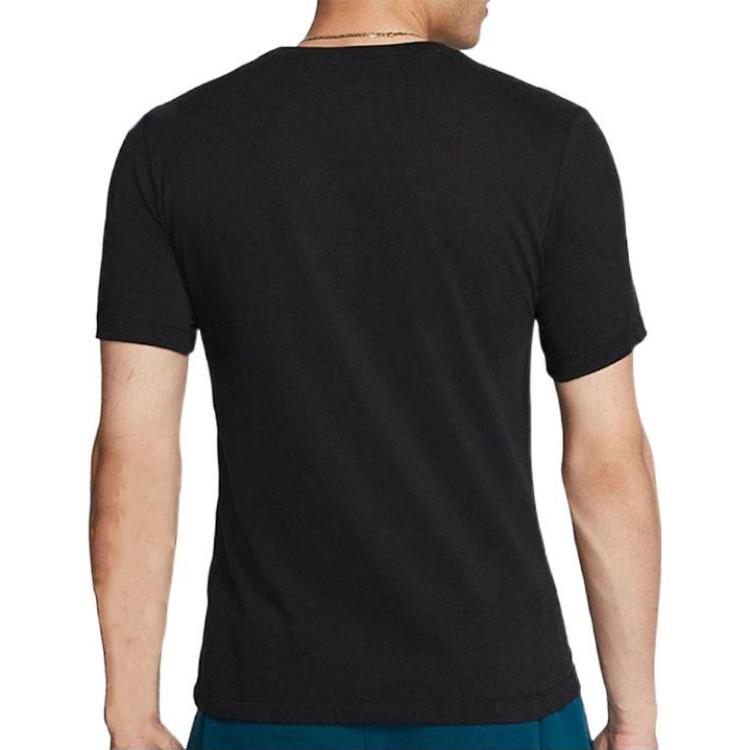Men's Nike Dri-Fit Logo Printing Pattern Round Neck Short Sleeve Black T-Shirt DD9276-010