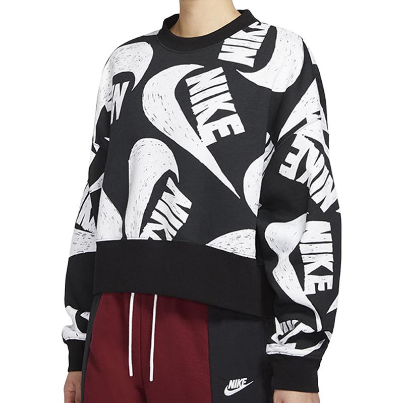 (WMNS) Nike Sportswear Icon Clash Fleece Crewneck 'Black White' DB3856-011