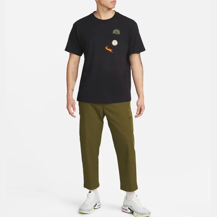 Men's Nike Logo Pocket Printing Round Neck Short Sleeve Black T-Shirt DR7967-010