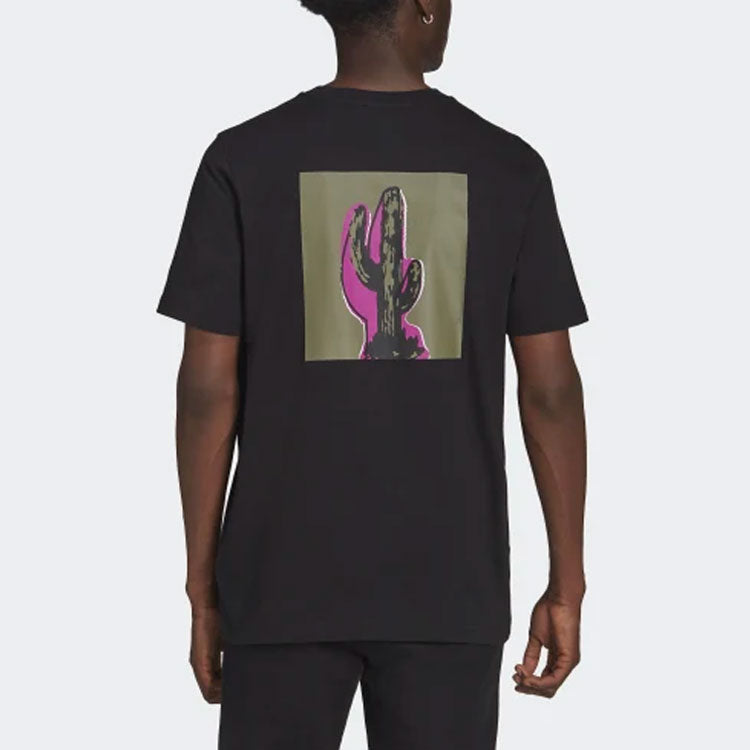 Men's adidas originals Minimalistic Alphabet Logo Printing Round Neck Short Sleeve Black T-Shirt HI5275