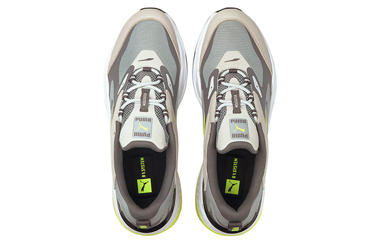 PUMA RS-Fast Neon Running Shoes White/Brown/Yellow 382520-02