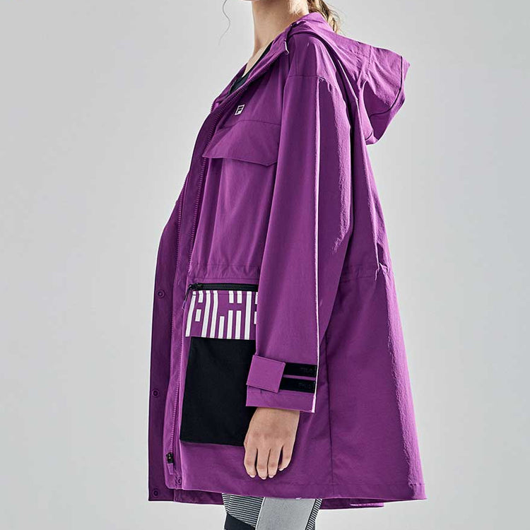 (WMNS) FILA Athletics Splicing Contrasting Colors Hooded Jacket Purple A51W031712F-PU