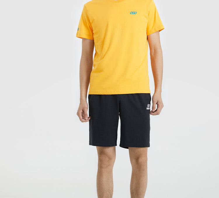 Men's Skechers Alphabet Printing Knit Short Sleeve Yellow L220M029-001N