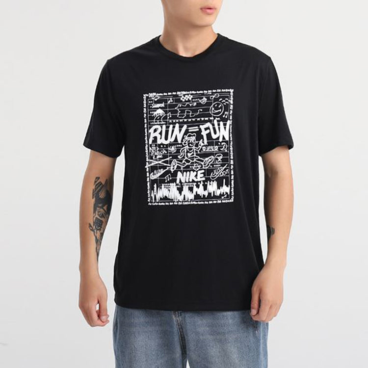 Nike RUN FUN Printing Short Sleeve Black CZ8686-010