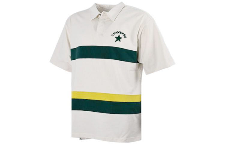 Converse Colorblock Logo Polo Shirt Asia Sizing 'White Dark Green' 10024880-A01