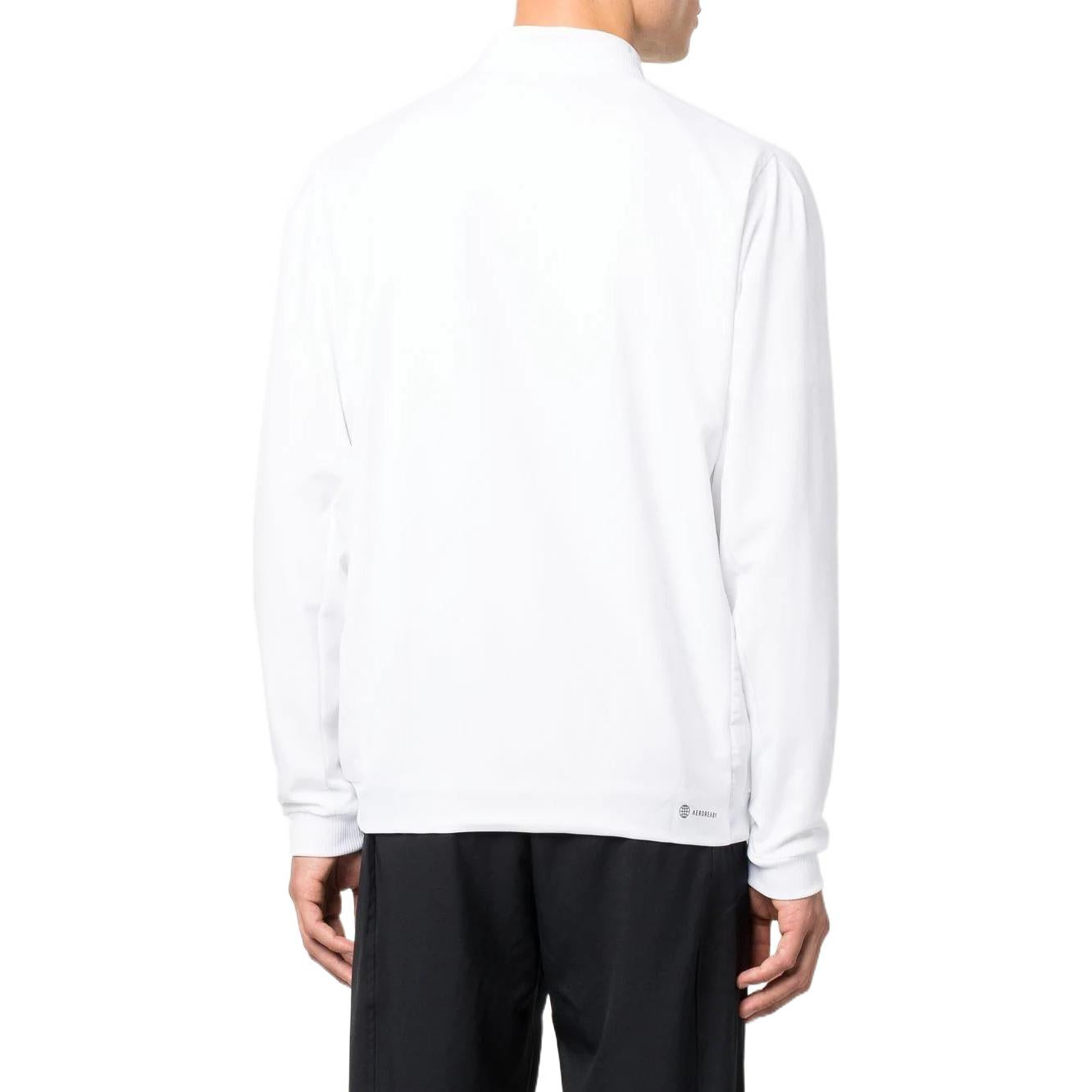 Men's adidas Tennis Solid Color Logo Printing Zipper Jacket White HE0410