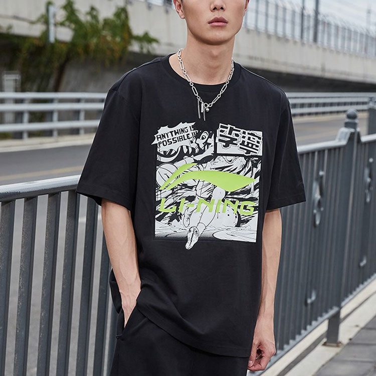 Li-Ning Graphic Loose Fit T-shirt 'Black' AHSR401-2