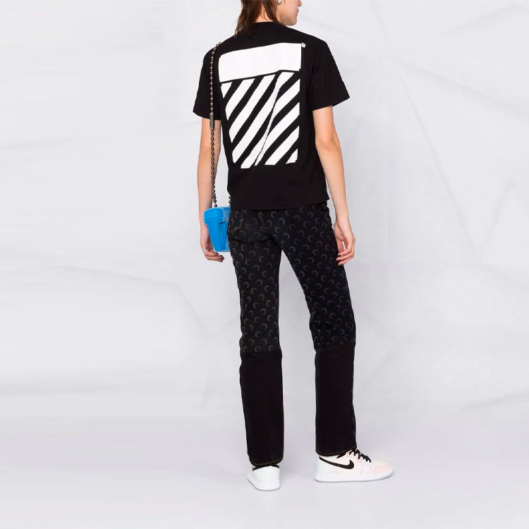 (WMNS) Off-White Logo-Print Diag T-shirt 'Black' OWAA049C99JER0011001