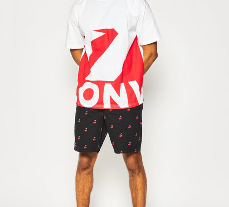 Men's Converse Contrasting Colors Printing Sports Short Sleeve Red T-Shirt 10018381-A02