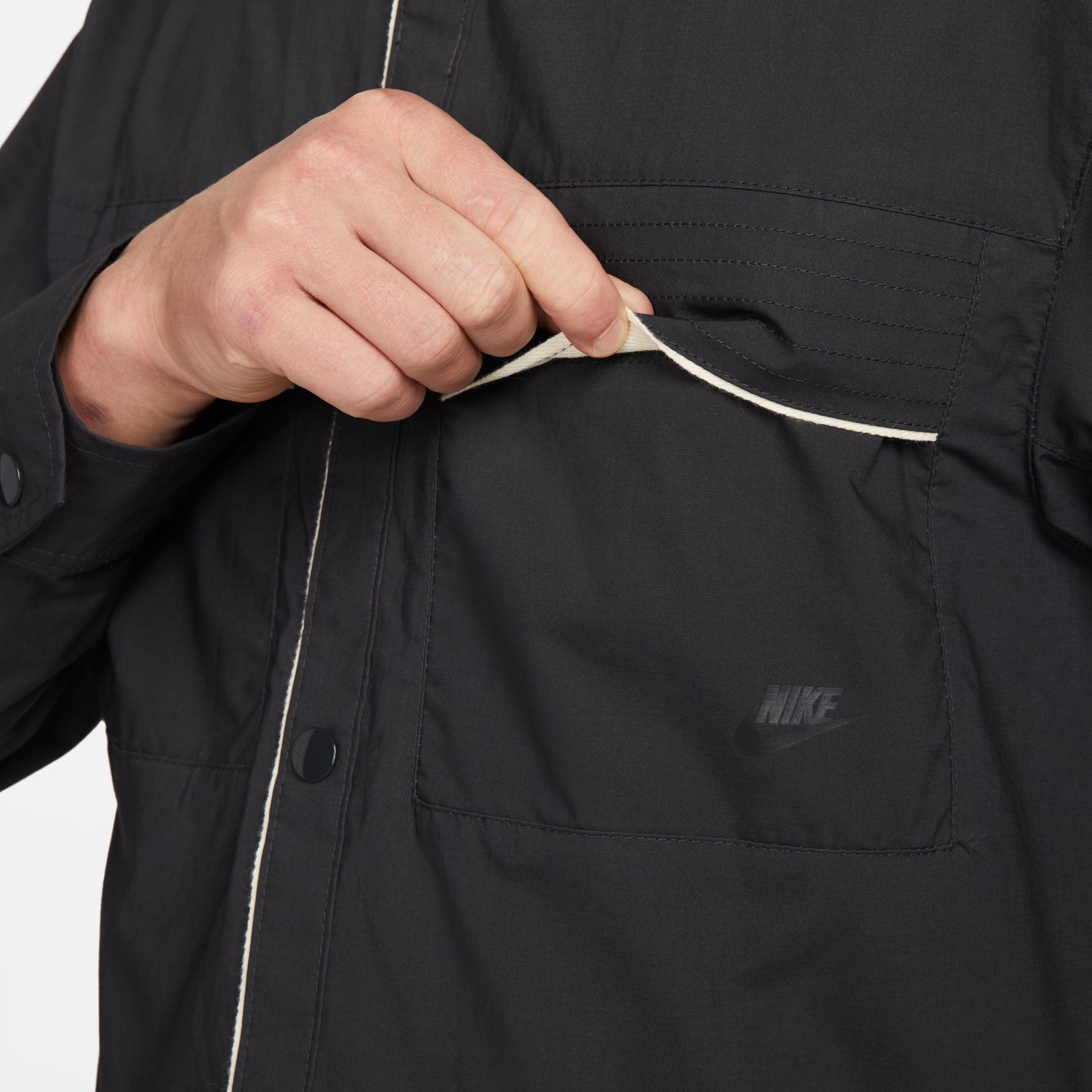 Nike Sportswear Style Essentials Woven Button-Up Top 'Black' DM6640-045
