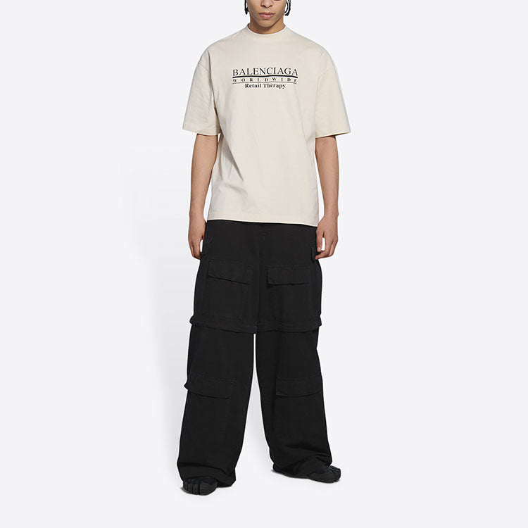 Balenciaga Retail Therapy Medium Fit T-Shirt 'Ivory Black' 612966TLVB19054