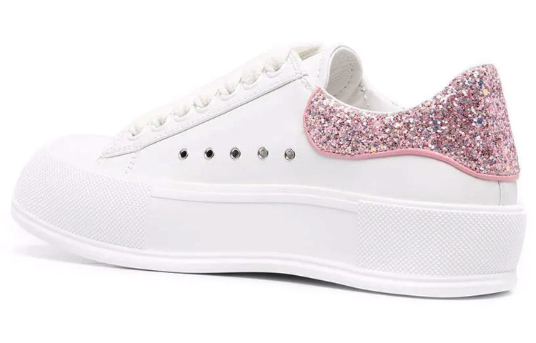(WMNS) Alexander McQueen Deck Plimsoll 'White Rose Pink Glitter' 676686WIABJ9477