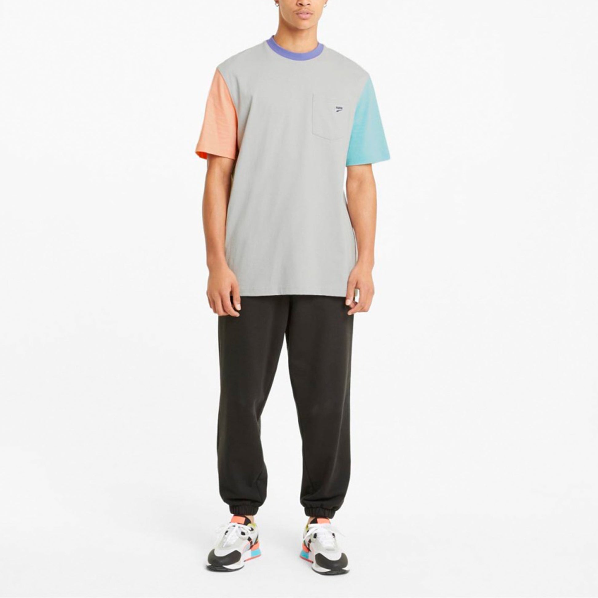 PUMA Downtown Pocket T-Shirt 'Grey Pink Blue' 531432-09