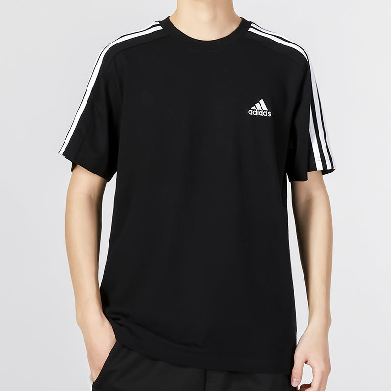 adidas Essentials Single Jersey 3-Stripes T-shirt Asia Sizing 'Black' IC9334