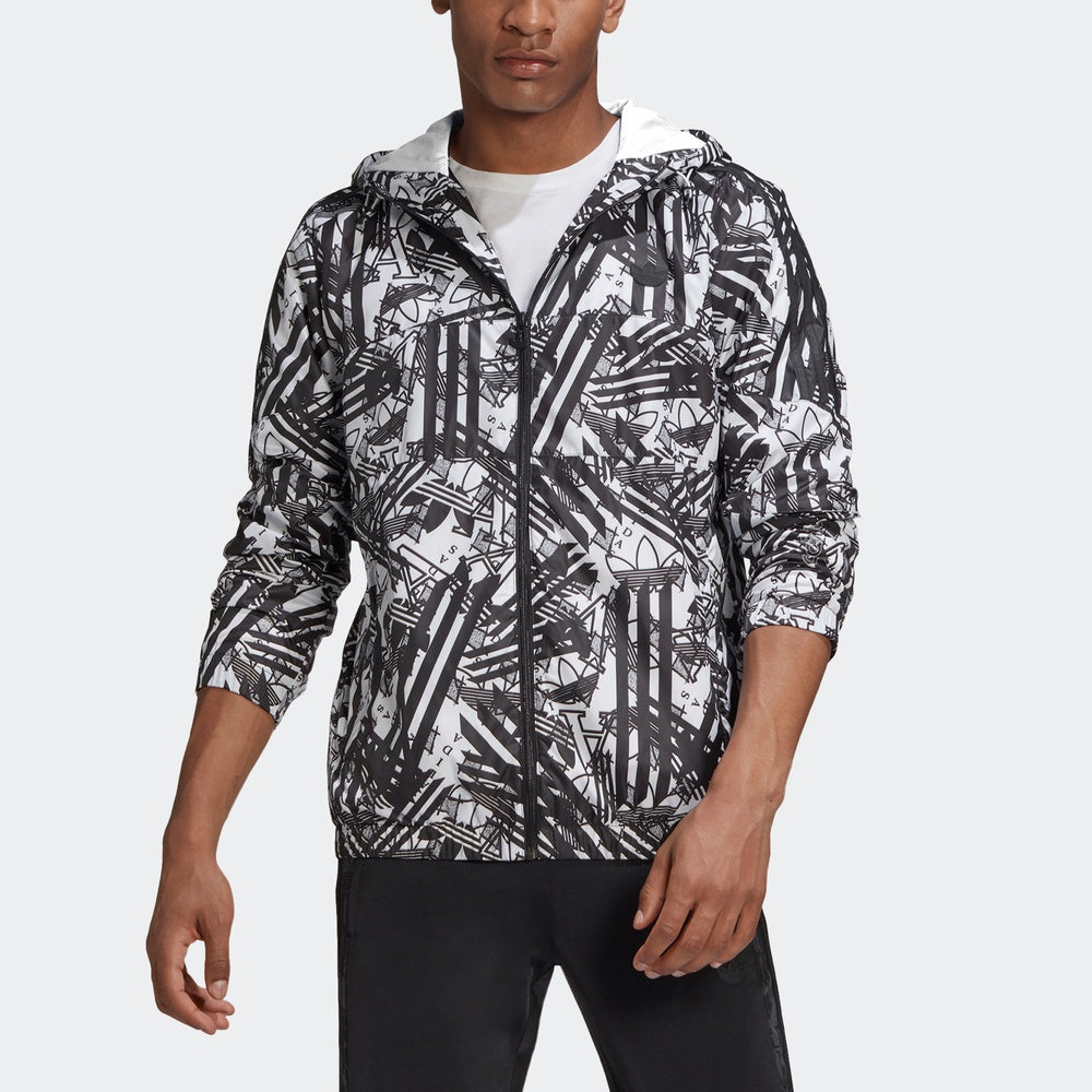 adidas originals Sprt Windbreakr Logo Full Print Sports Hooded Jacket For Men Floral GJ6772