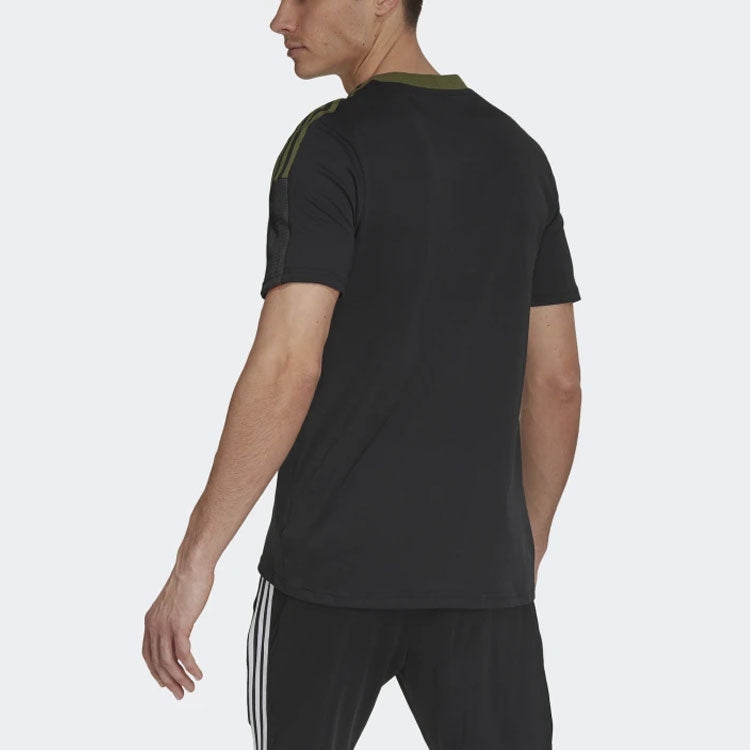 adidas Tiro Tee Aop Casual Sports Soccer/Football Short Sleeve Black GU8189