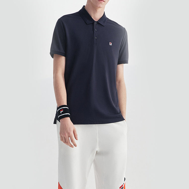 FILA Embroidered Logo Short Sleeve Polo Shirt Navy Blue F11M028106F-NV