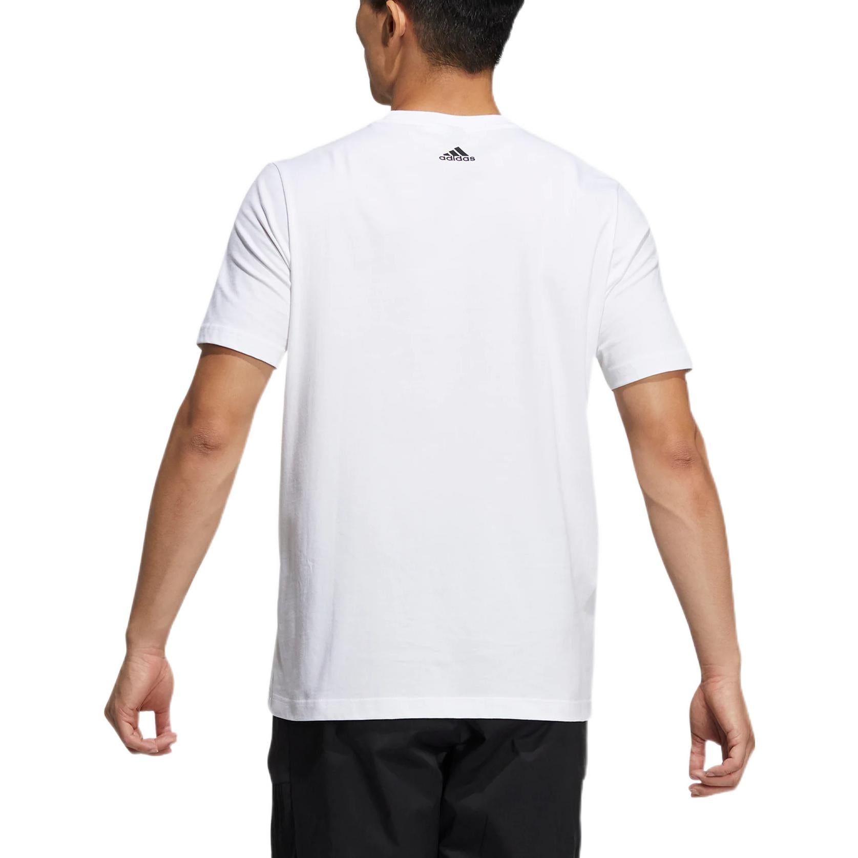 adidas Alphabet Logo Printing Sports Round Neck Short Sleeve White HE7425
