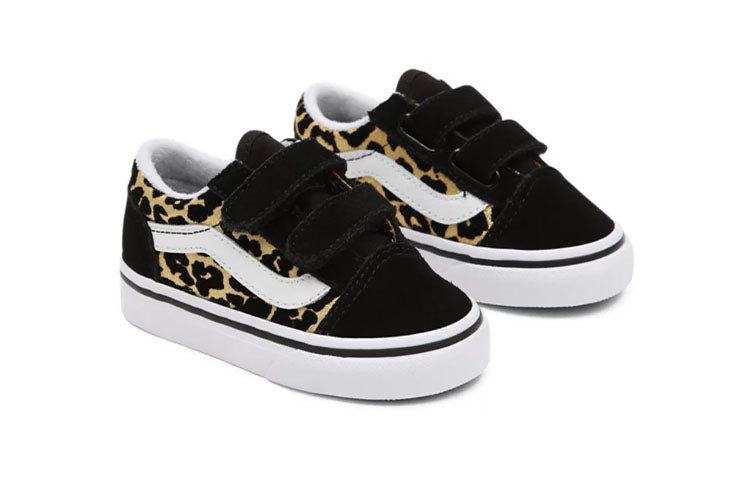 Vans Toddler Flocked Leopard Old Skool Velcro Low-Top Sneakers Black/Yellow BP VN000D3YABS